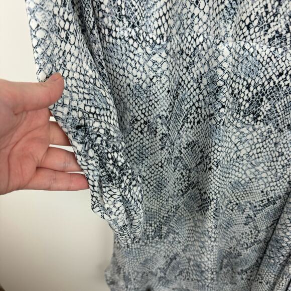 Gianni Bini Womens Snake Print Laura Wrap Dress in Grey Sz L | Office Flowy - Picture 6 of 13